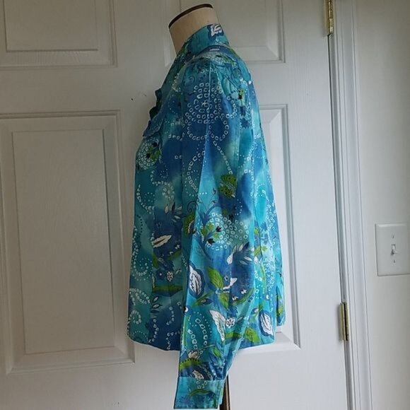 VINTAGE Keren Hart Jacket Coat Floral Blue Top Blouse Shirt Women's WOMAN'S - Picture 4 of 11